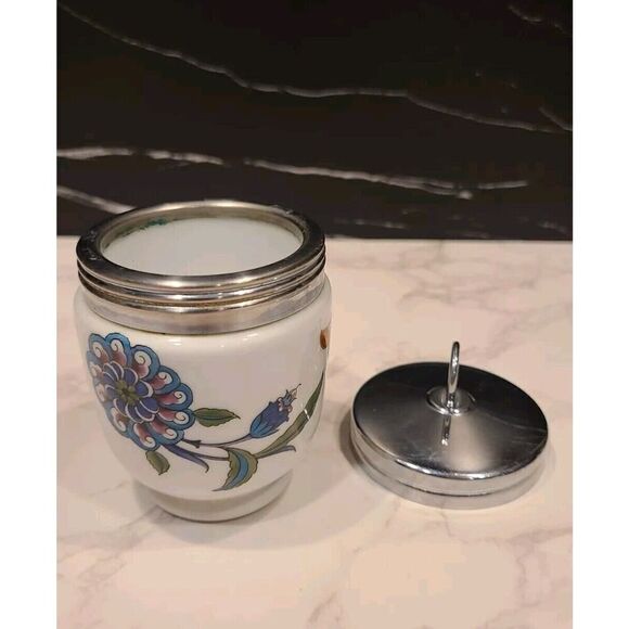 Royal Worcester England 'KING SIZE' Egg Coddler Palmyra Floral Design 4" EUC - Picture 6 of 9